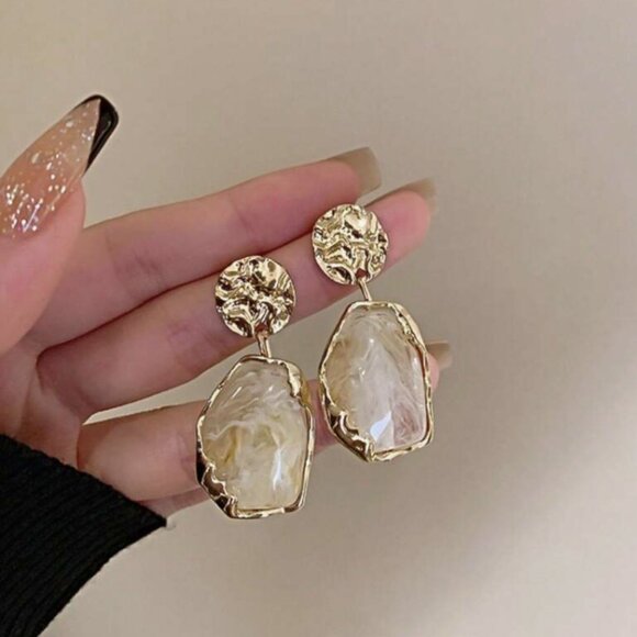 Abstract Resin Drop Earrings - Picture 3 of 5